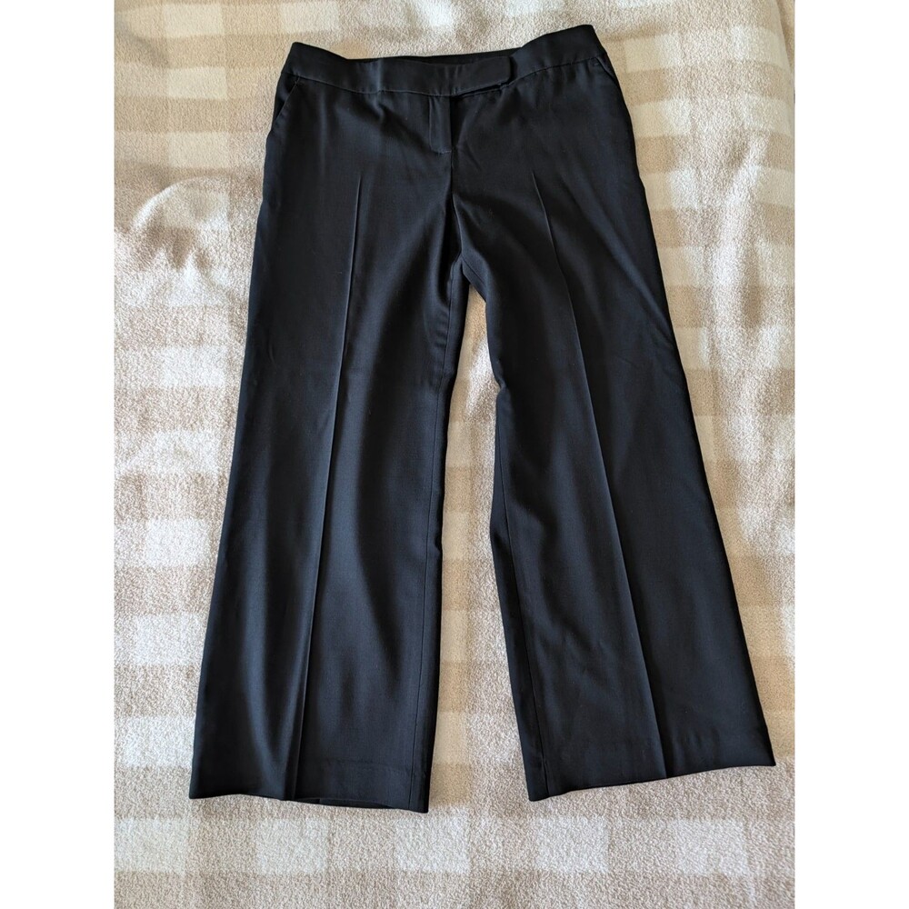 Talbots Petites Signature Wide Leg Pants Women 12P Black Dress Trousers Career
